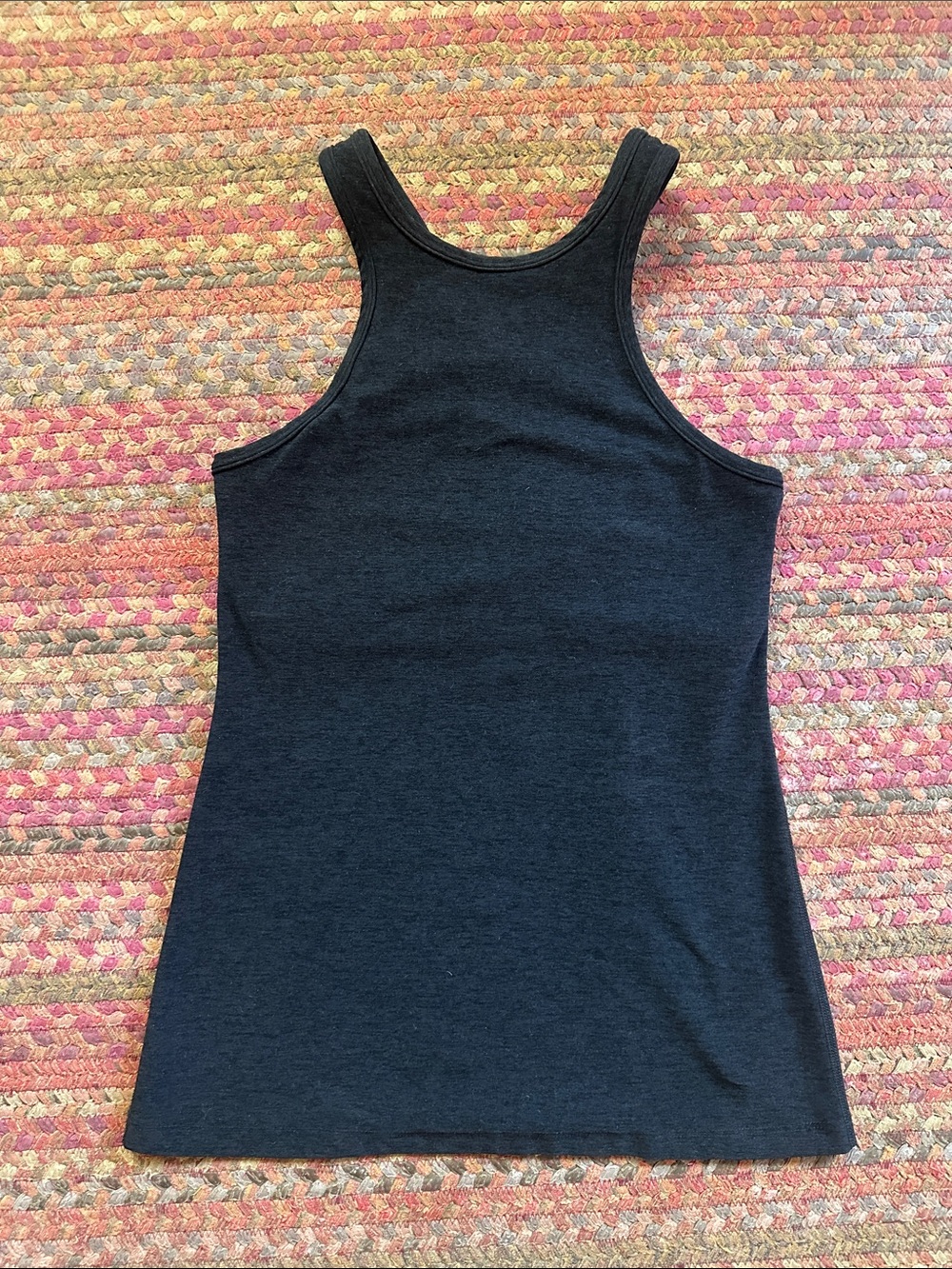 BEYOND YOGA BLACK SPACE DYE high neck Racerback Tank Top crisscross